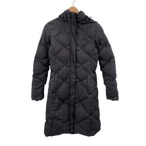 The north face black quilted puffer long jacket
